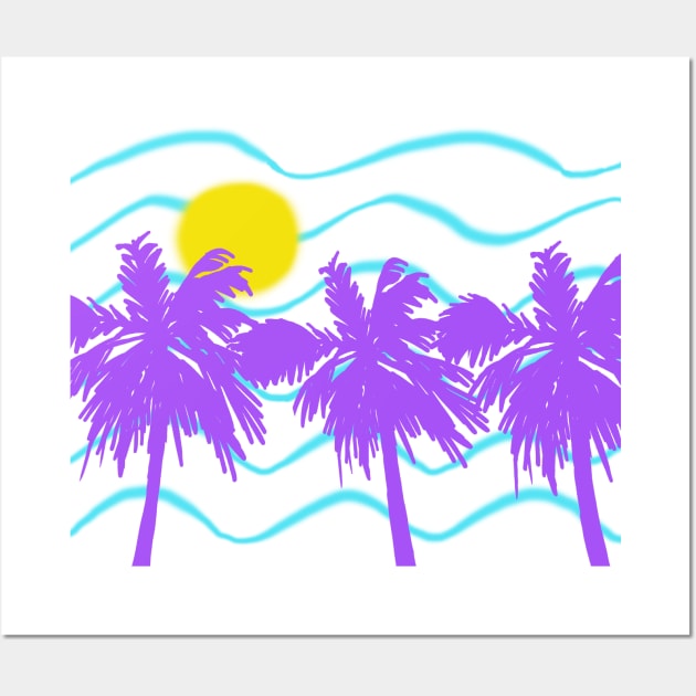 Purple Palm Trees So 90s Wall Art by Cartoon Nuke